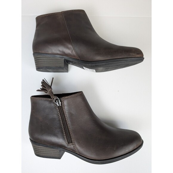 Clarks Addiy Terri Boots Womens Size 6.5 M Brown Ankle Booties Tassel Zip Shoes - Picture 4 of 9